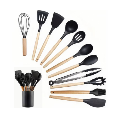 Set 12 ustensile de bucatarie din silicon pentru gatit, suport inclus