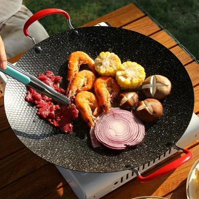 Plita coreeana tip disc pentru gratar, antiaderenta, manere de silicon