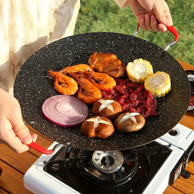 Plita coreeana tip disc pentru gratar, antiaderenta, manere de silicon