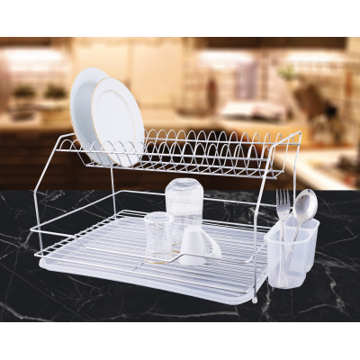 Suport vase etaj "Gold" inox, 2 nivele, argintiu, 46 cm x 35.5cm