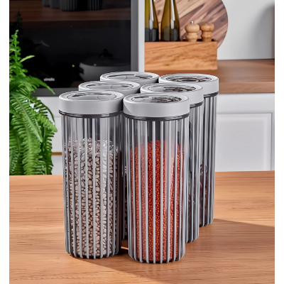 Set 3 recipiente cu capac din plastic, gri/ verde 1700 ml, 10x27 cm - ANY143