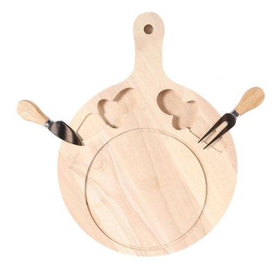 Platou lemn servire branzeturi cu 2 ustensile incluse, 28x38 cm - ANY148