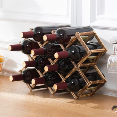 Suport din bambus pentru 10 sticle de vin, 45x31x12 cm -ANY151