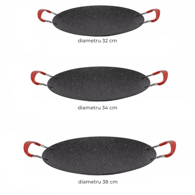 Plita coreeana tip disc pentru gratar, antiaderenta, manere de silicon