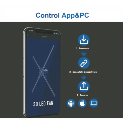 Holograma 3D cu 224 leduri, 42cm diametru, pentru reclame foto/video, control wireless, telecomanda - PD42-1
